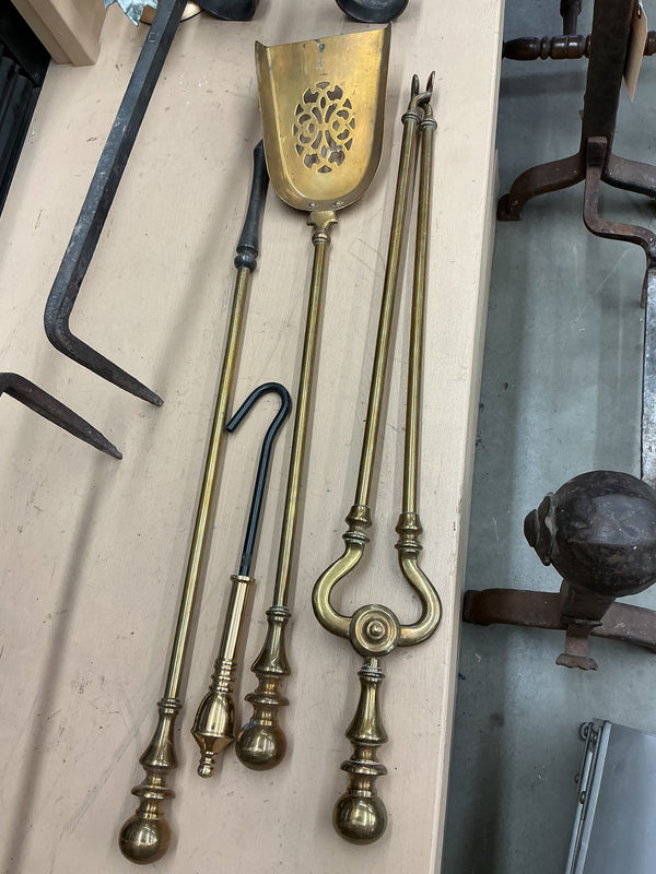 Brass Fire Place Tools - 4 Pieces