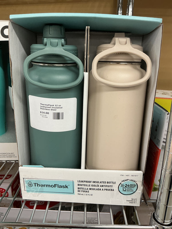 ThermoFlask 32 oz Leakproof Insulated Stainless Steel Bottle, 2-pack 1 Used