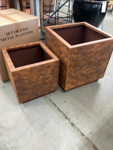 Corten Style Planters, Set of Two