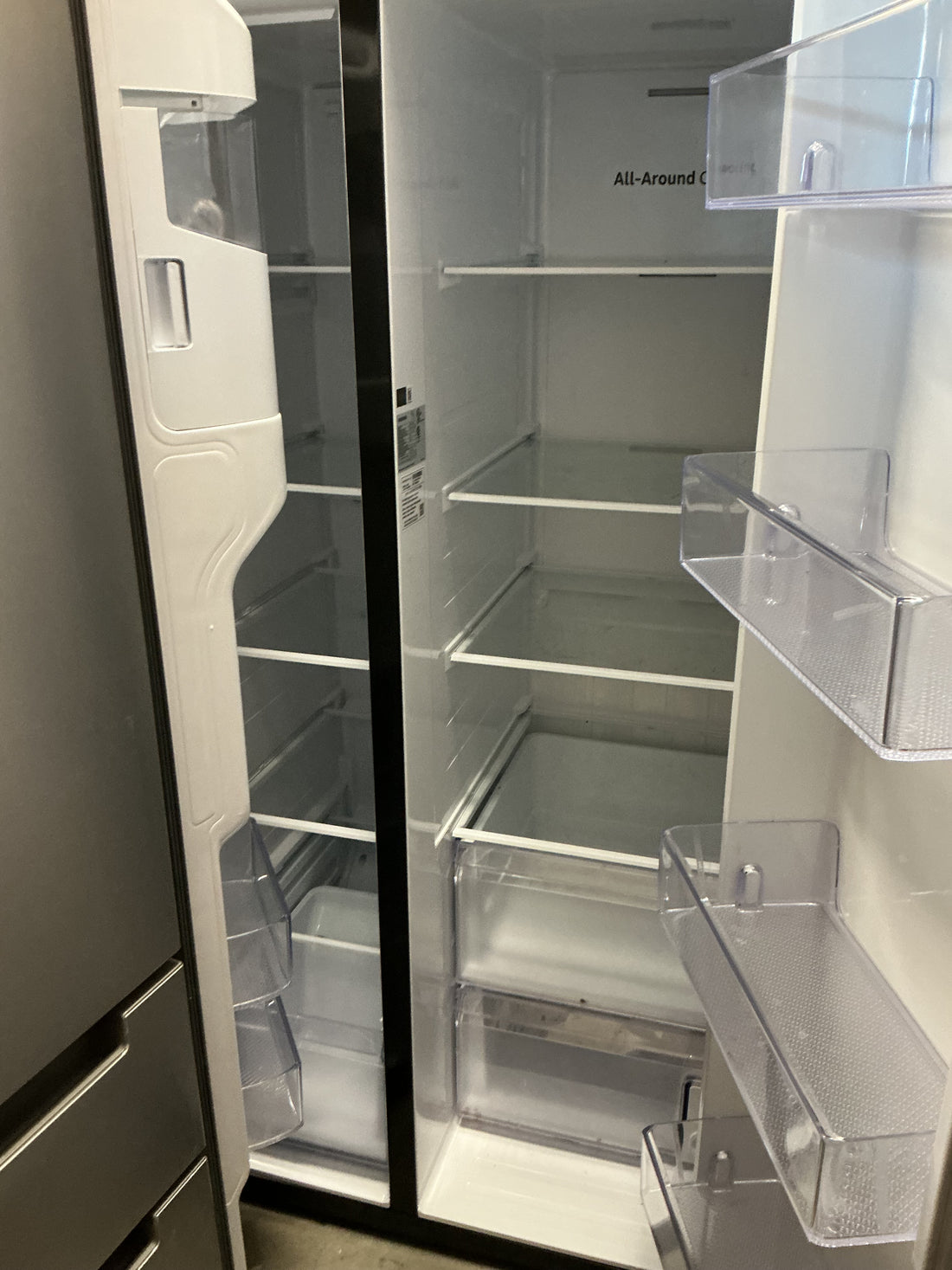 Samsung 27.4 cu ft Side by Side Refrigerator RS27T5200SG , 35.87”Wx33.5”Dx70”H