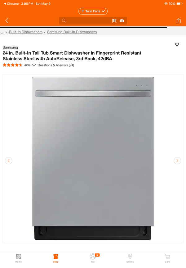 Samsung  Samsung Smart Dishwasher with StormWash WiFi Connectivity DW80B7071US