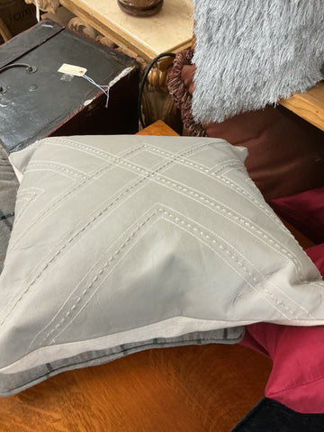 Gray Leather Pillow