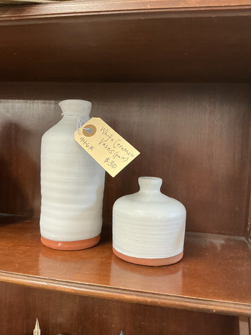 White Ceramic Vases (pair)