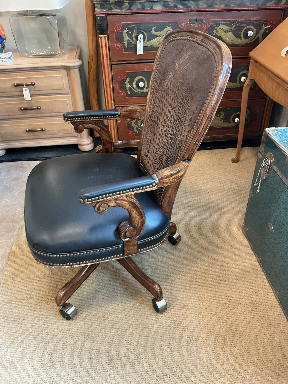 Leather/Alligator Office Chair - Rolling/Swivel/Tilt -Our House Design