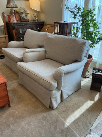 Pair of Upholstered Chairs -Beige Herringbone