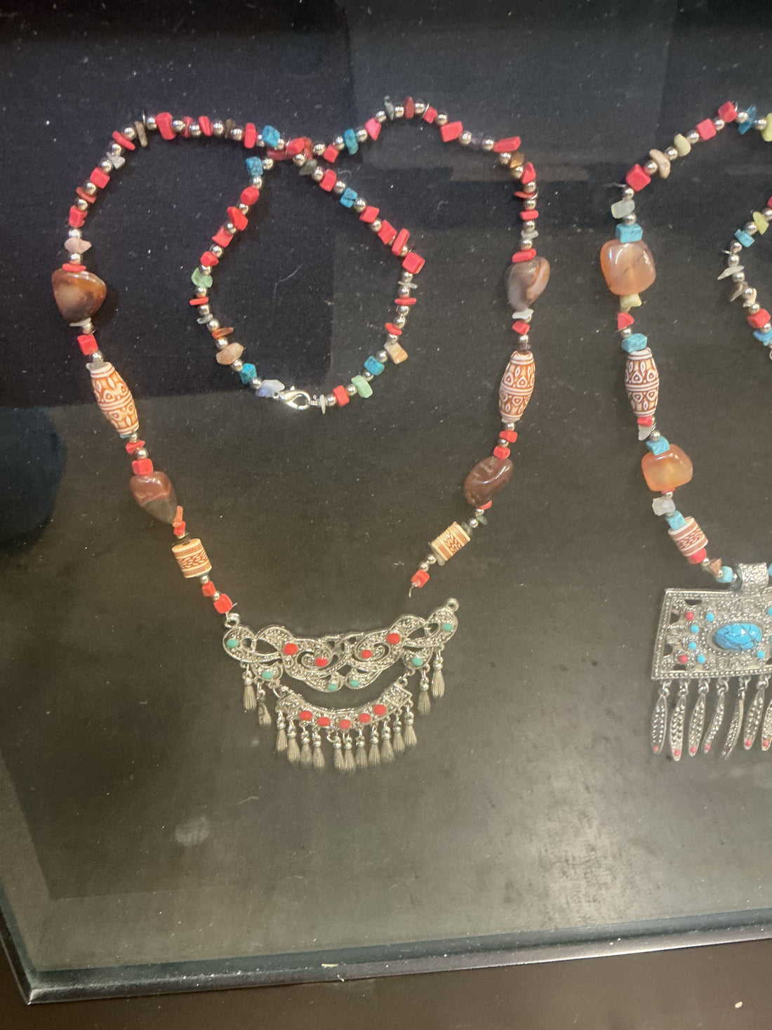 Necklaces (4) Bohemian style in Shadow Box