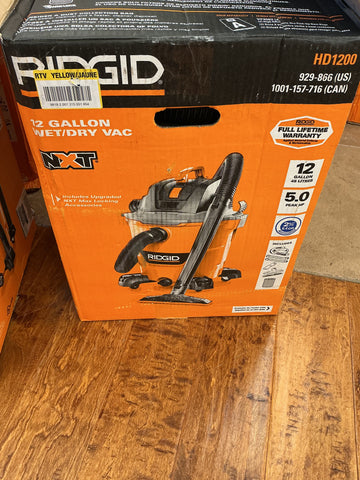 Rigid 12 gal vac HD1200 USED