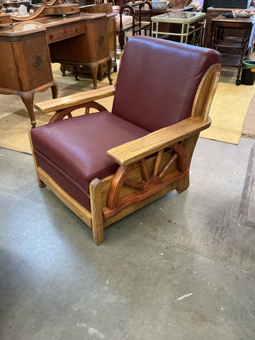 Wagon Wheel Leather Chair, matching coffee table available