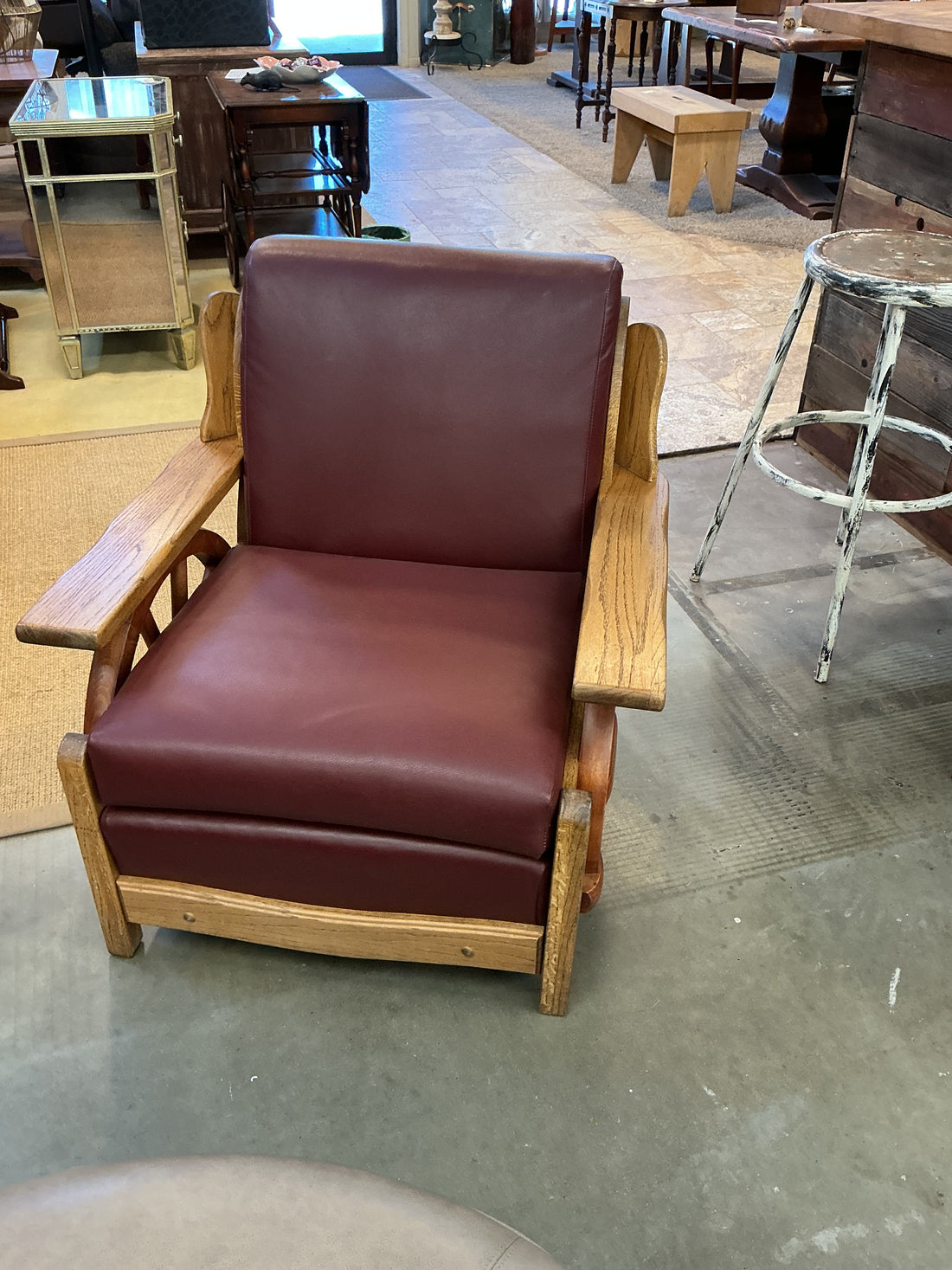 Wagon Wheel Leather Chair, matching coffee table available