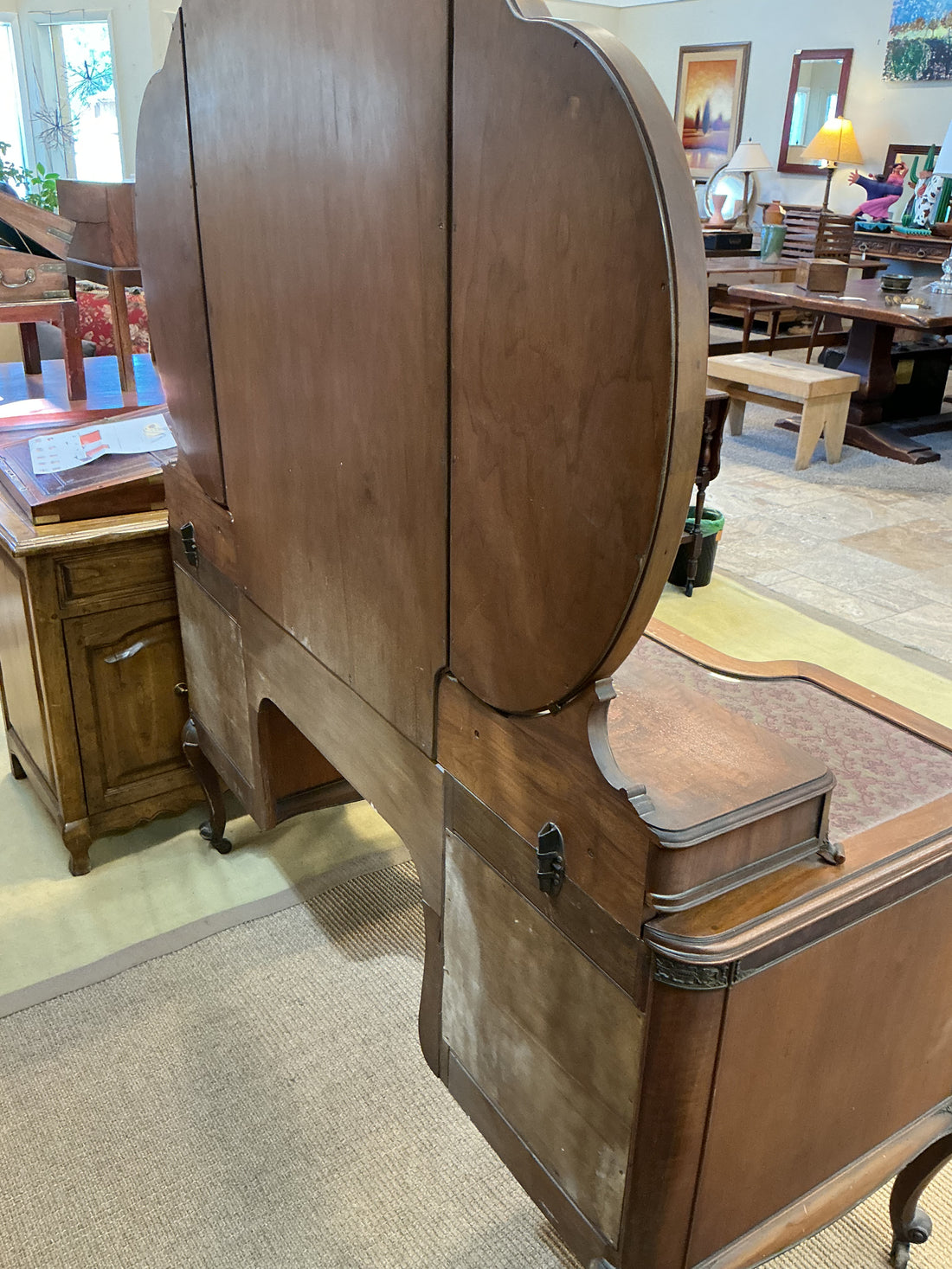Walnut Burled Vanity Dressing Table Art Nouveau