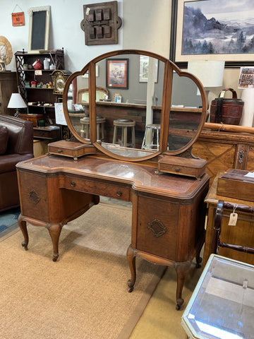 Walnut Burled Vanity Dressing Table Art Nouveau
