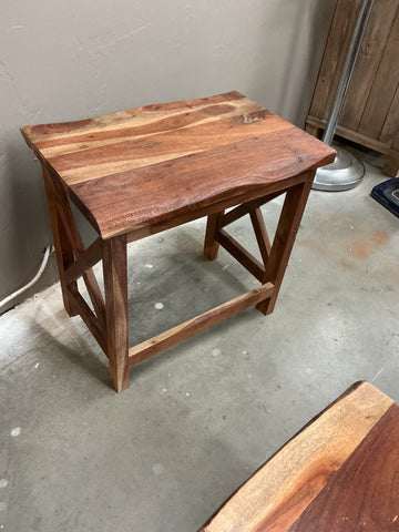 Acacia Wooden Stool 19.25"L x 13.25W x 18.5H