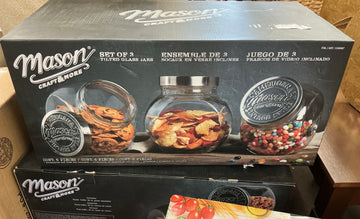 Mason Craft & More Set of 3 Tilted Glass Jars