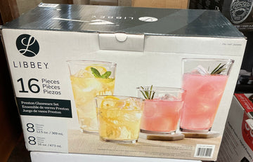 Libbey 16 piece Glass Set 8) 16 oz. tumbler (8) 13 oz. Double Old Fashioned glasses