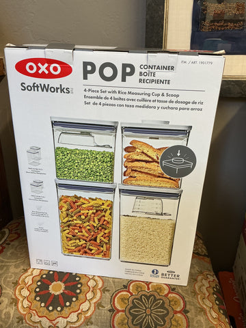 OXO SoftWorks 4-piece POP Container Set with Rice Measuring Cup & Scoop