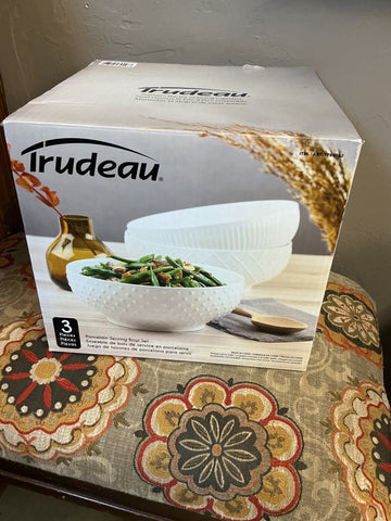 Trudeau Porcelain Serving Bowl Set, 3-piece