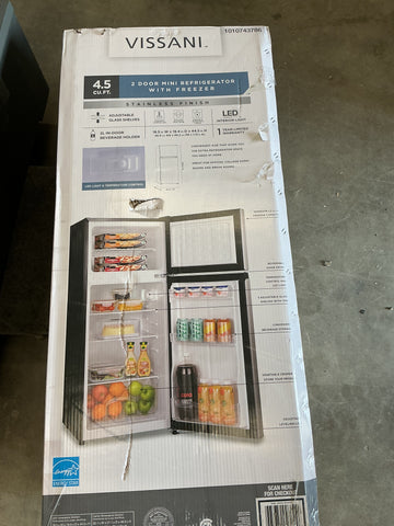 Vissani 4.5 cu. ft. 2-Door Mini Refrigerator in Platinum Steel with Freezer