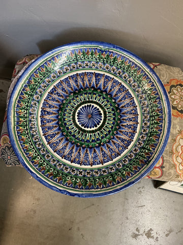 Uzbekistan Style Pottery Plate 16" Purchased 1990s