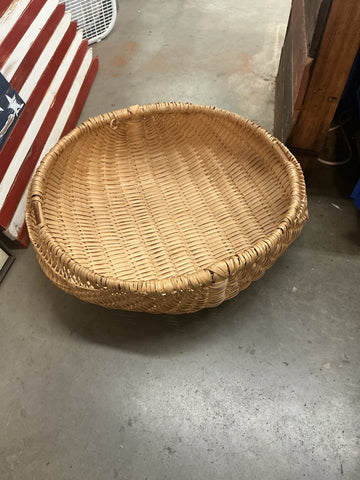 Large Oval Woven Basket 22.5" x 26.5" x 9" from Romania 1990's
