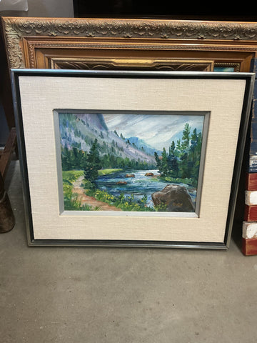 Yellowtone Park Painting 1975 By Idaho Artist Vera Stickley - 15" x 18"
