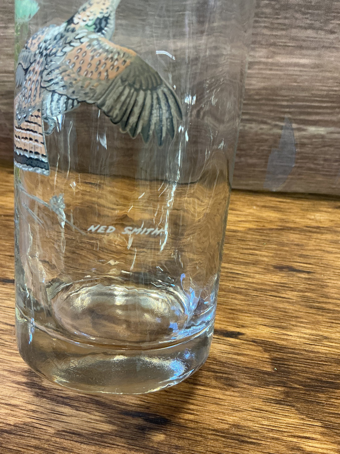 Ned Smith Game Bird Highball Glasses Set of 6 Gold Rim