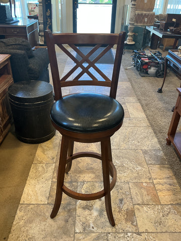 Wooden Counter Height Swivel Barstool with criss cross back