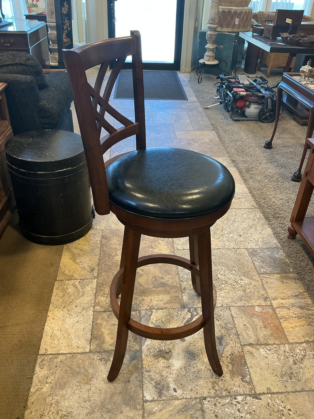 Wooden Counter Height Swivel Barstool with criss cross back Set of 3