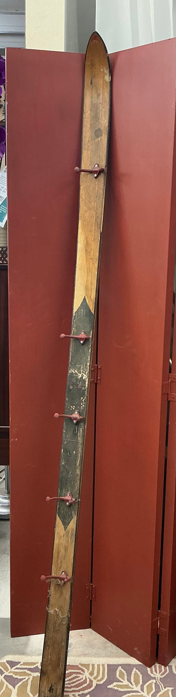 Wood Vintage Ski Coat Rack 82.5" Long