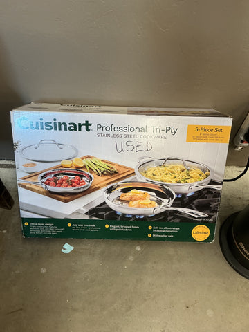 Cuisinart Professional Tri-Ply 5-Piece Set Stainless Steel Cookware USED
