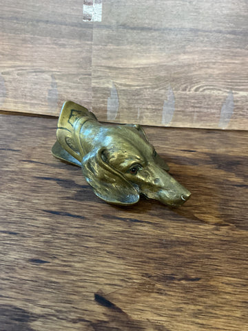 Vintage Austrian Bronze Dachshund Dog Head Paper Clip 1.5"H x 5.25"L