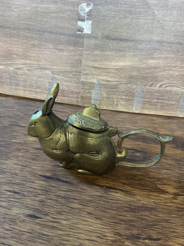 Brass Rabbit Oil Lamp 3"H x 5"L