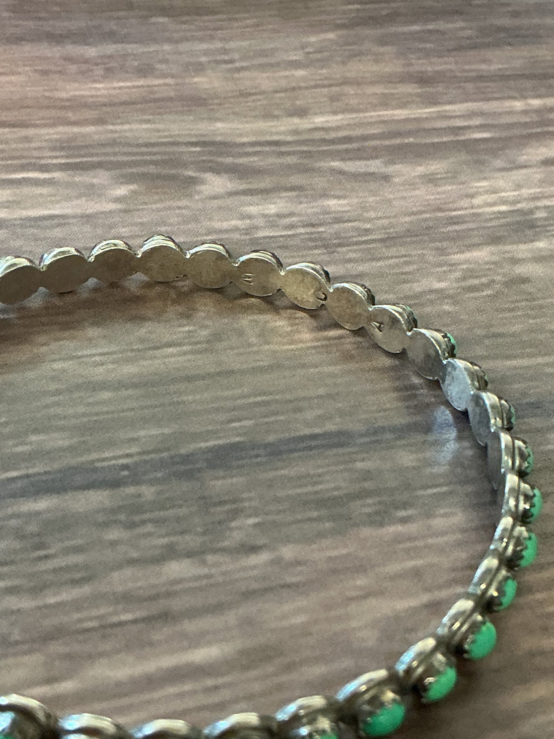 Allapowa Zuni Sterling Silver with Green Turquoise Bracelet