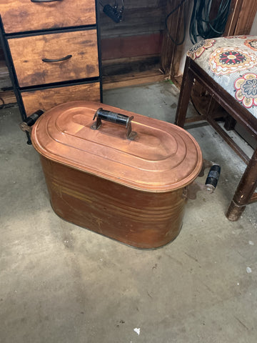 Copper Boiler with Lid - Vintage 27.5"W x 12.5"D x 15"H