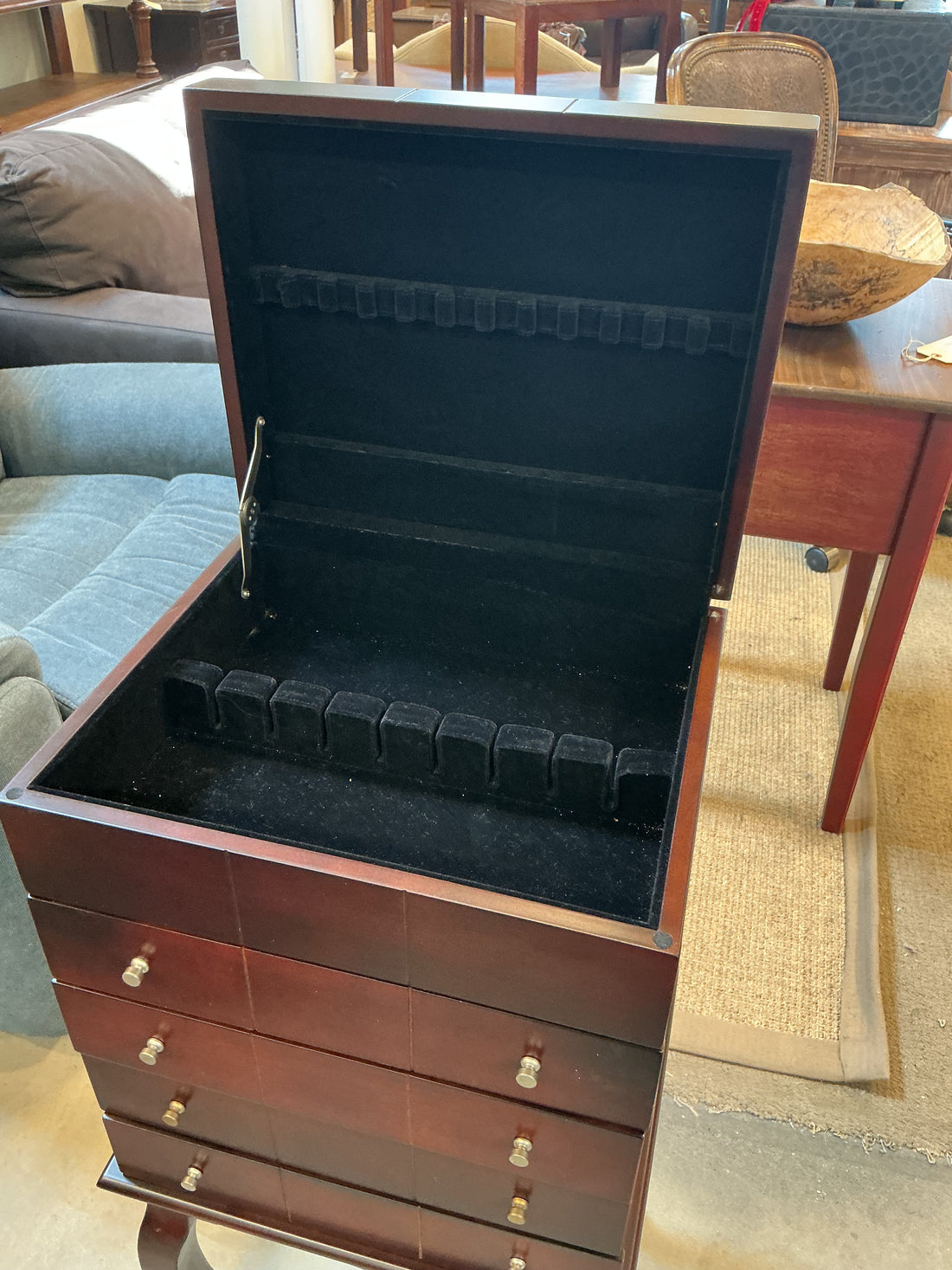 Towle Silver Flatware Storage Chest On Legs