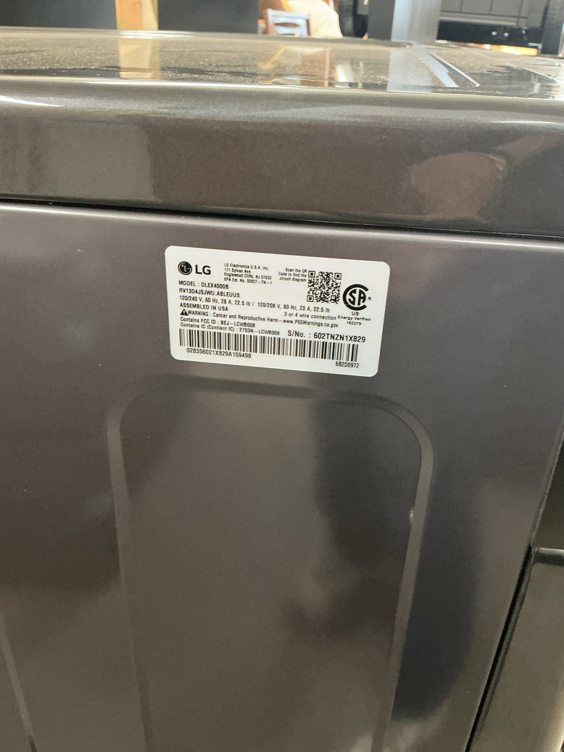 LG 7.4 Cu. Ft. Vented SMART Stackable Electric Dryer with TurboSteam and Sensor Dry TechnologyDLEX4000B