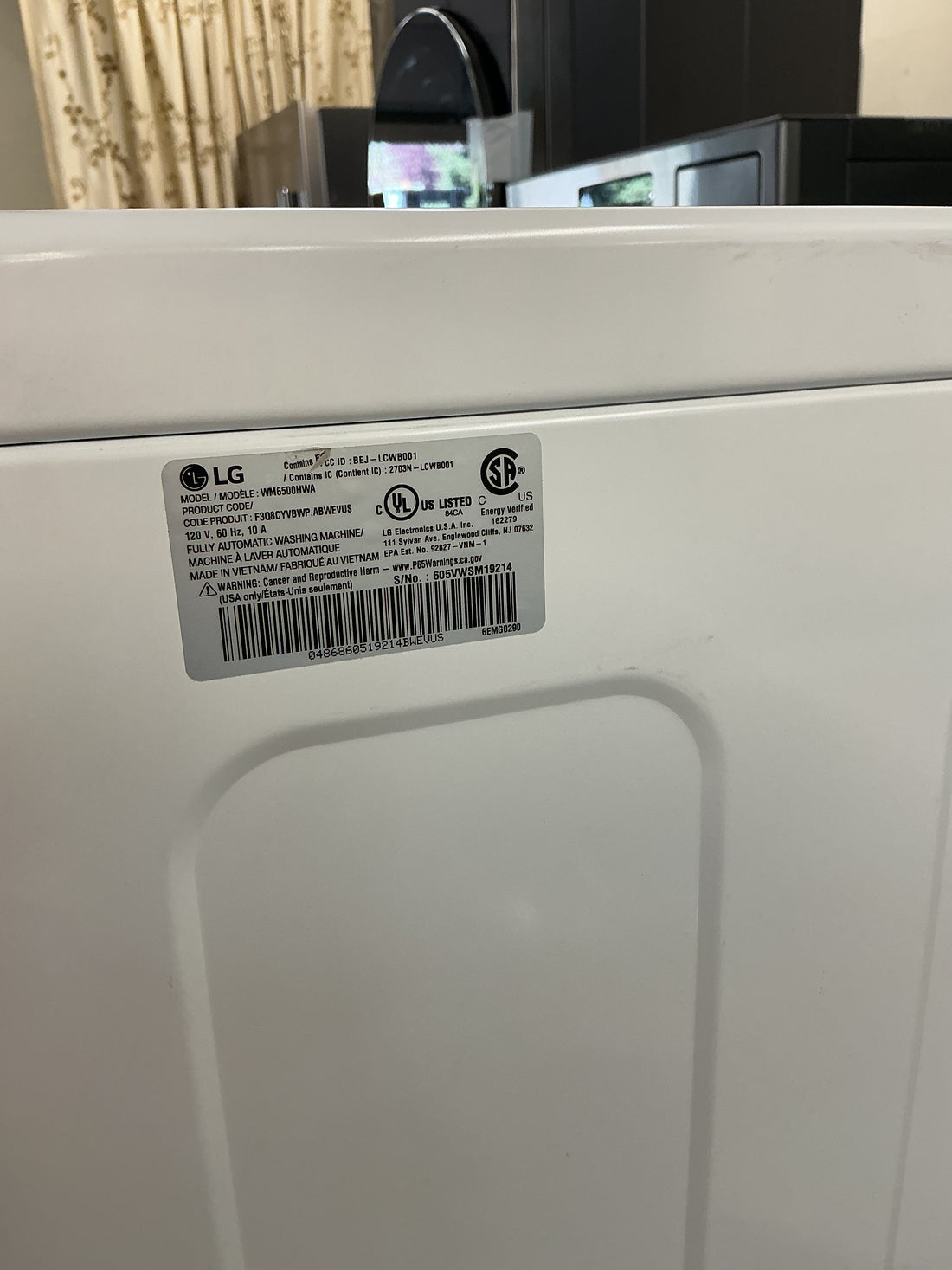 LG 5.0 cu. ft. Stackable Smart Front Load Washer with AI Digital Dial, Steam and TurboWash360 WM6500HWA