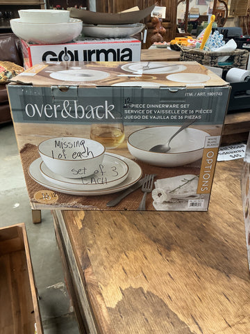 Over & Back 16pc dinnerware set MISSING 3 PCS