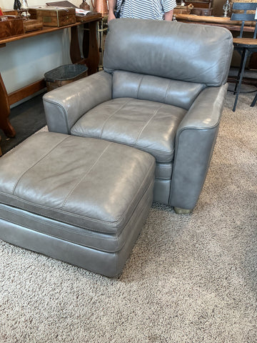 Leather Club Chair & Ottoman by Latitudes Collection