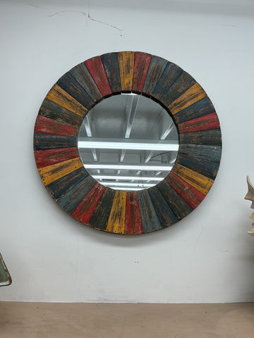 Round Mirror with Multi color Slats 24"