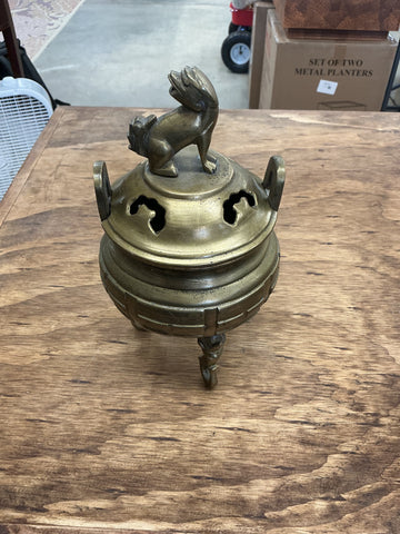 Chinese Foo Dog Brass Incense Burner