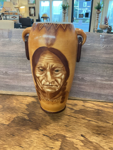 Vase 9.5" with Native American picture