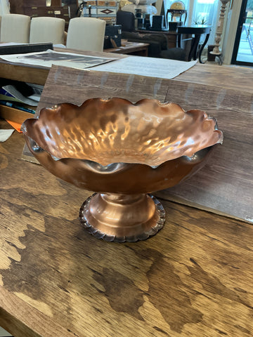 Georgian Hammered Copper Bowl 6"H x 10"L