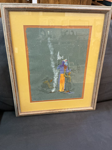 Ed Morgan Original Embossed art with Silk & Gold Leaf - Signed