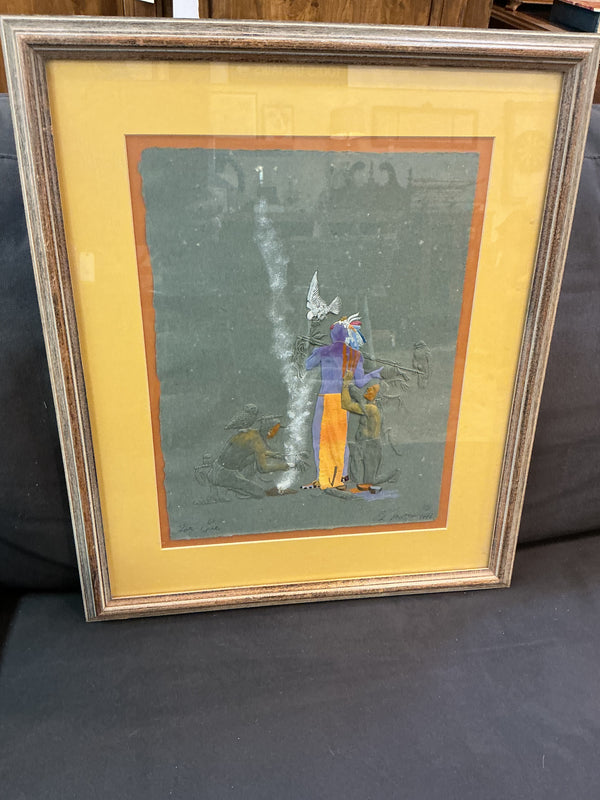 Ed Morgan Original Embossed art with Silk & Gold Leaf - Signed