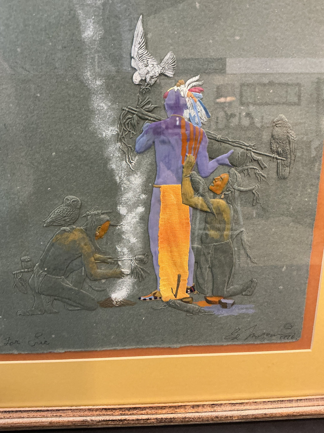 Ed Morgan Original Embossed art with Silk & Gold Leaf - Signed