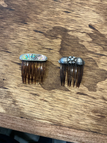 Vintage Hair Clip/Comb - 1 Sterling Silver Flower, 1  Sterling Silver & Abalone $15 Each