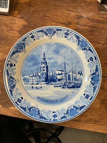 Kerstmis 1967 Delft Cobalt Blue Earthenware Plate