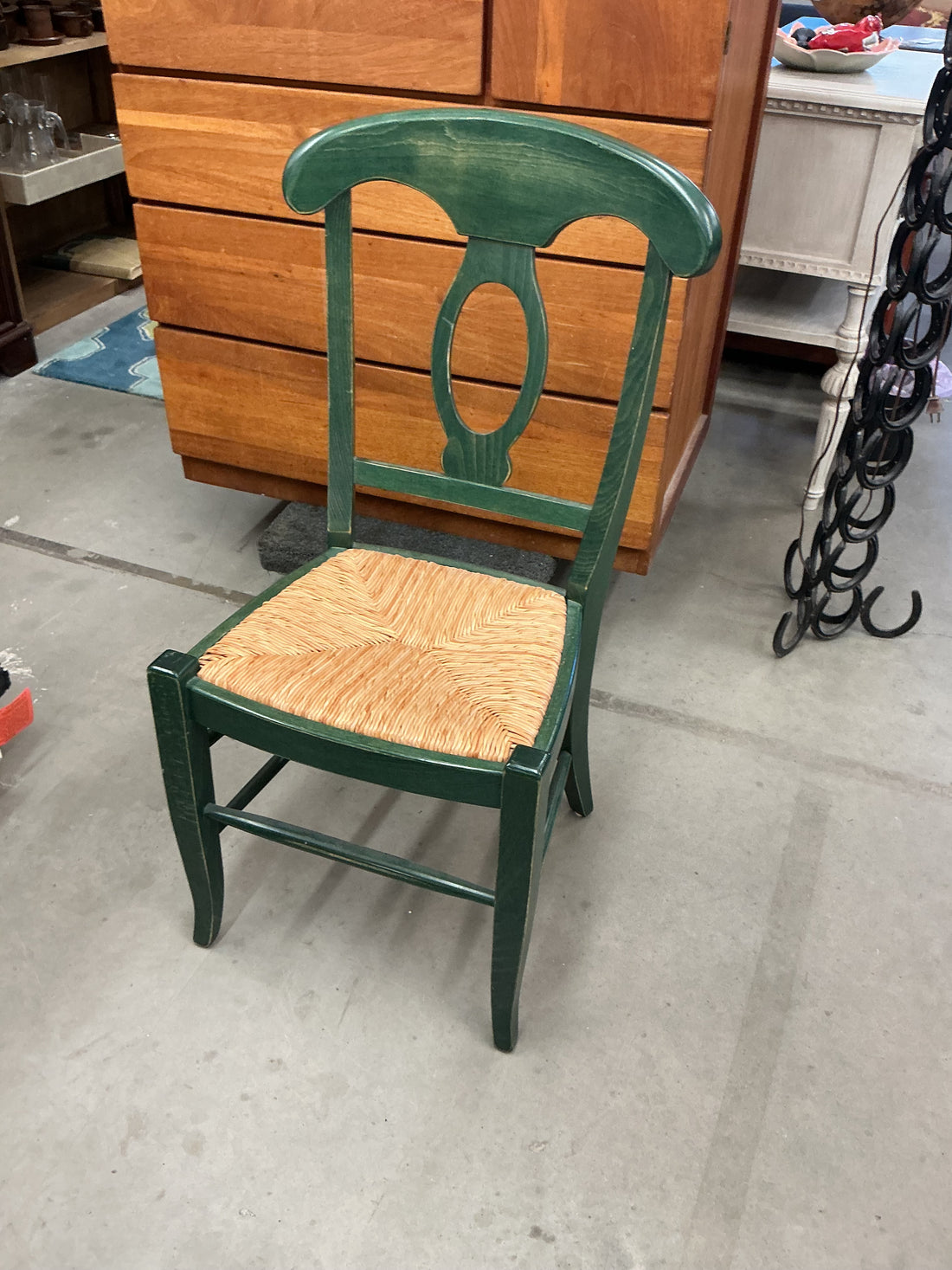 Pottery Barn Green Napoleon dining chairs with Woven Seat - Set of 4