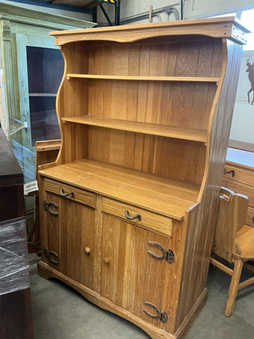 Brandt Co Ranch Oak Hutch with Horseshoe Hardware