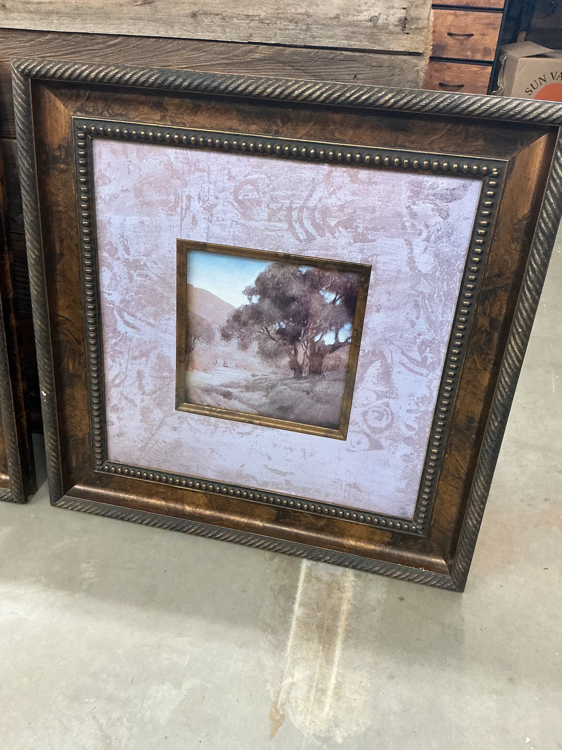 Blue Trees & Sky Art Framed Picture Pair